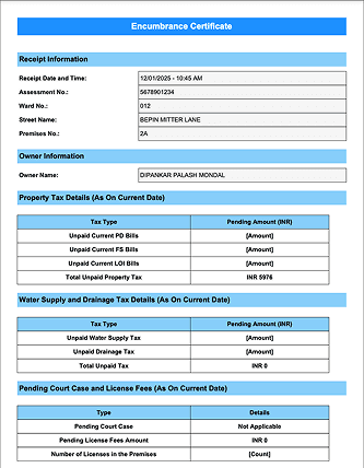 Kolkata Encumbrance Certificate (EC)